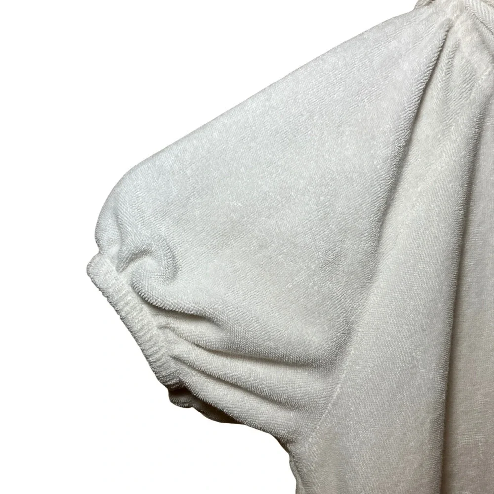 Old Navy Girls 4T White Terry Cloth Zip Front Hooded Swim Cover Up Puff Sleeve
